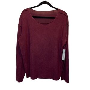 Sweet Romeo Exposed Seam Brushed Hacci Knit Sweater Wine Large NWT New